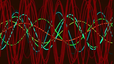 Dynamic abstract wavy line patterns flow connecting digital art background Stock Footage 342159100