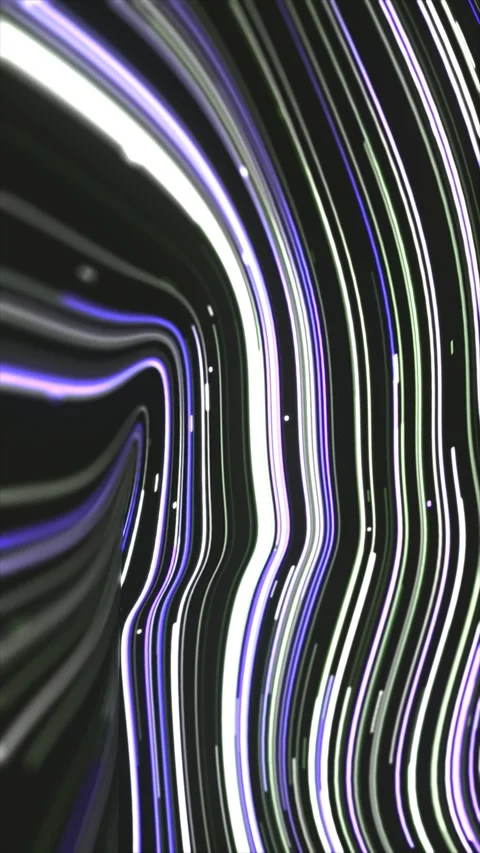 Dynamic Abstract Wavy Lines Flowing Purple Green and White Motion Graphics Stock Footage 335707974