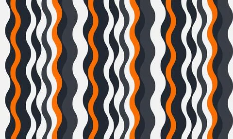 Dynamic abstract wavy stripes pattern in orange, black, and white.  Perfect f Illustrazione stock