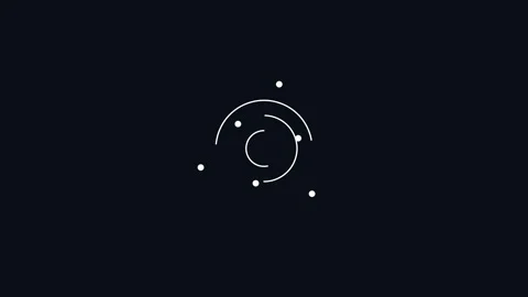 Dynamic abstract white arcs and dots rotating and orbiting on a dark minima.. Stock Footage 343700715