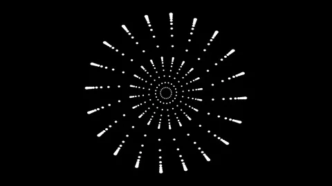 Dynamic abstract white dots and lines radiating outwards on a black backgro.. Video stock 345546325