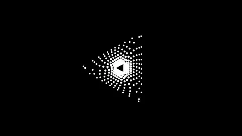 Dynamic abstract white dots forming a pulsating triangular shape against a .. Stock Footage 345547630