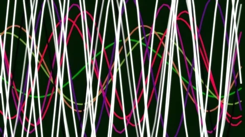 Dynamic abstract white lines drawing on black screen background loop Stock Footage 342205504