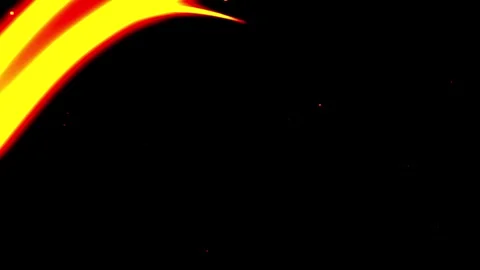 Dynamic abstract yellow and red curved lines move across black background w.. Stock-Footage 346876157