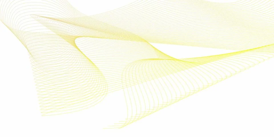Dynamic abstract yellow wave flowing across a clean white background with s.. 스톡 일러스트