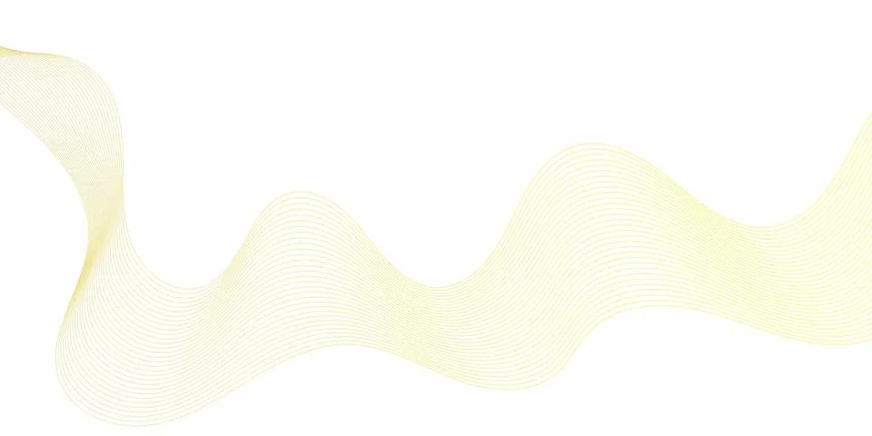 Dynamic abstract yellow wave glowing with soft light on a clean white backg.. Stock Illustration