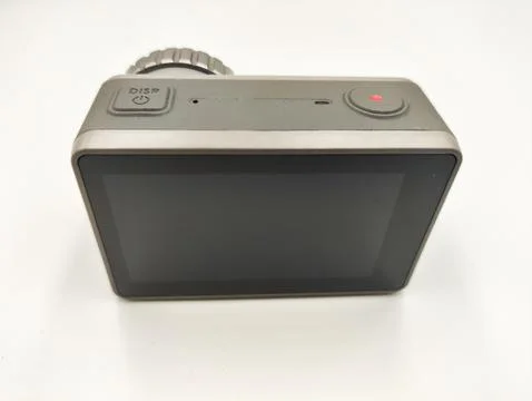 Dynamic Action Camera Isolated on White Background: Essential Gear for Adve.. Stock Photos