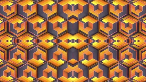 Dynamic action with symmetrical cubes. Digital loop animation. 3d rendering 4K Stock Footage 320861625