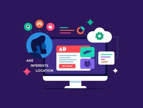 Dynamic ad personalization uses real-time user data for personalized marketing イラスト素材