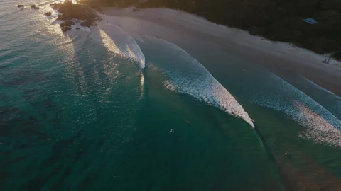 Dynamic Aerial of Byron Bay Wave Energy Stock Footage 327904476