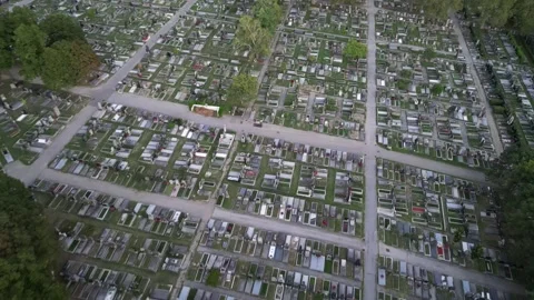 Dynamic Aerial Flight Over Hernals Cemetery in Vienna During Daytime Stock Footage 251780358