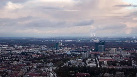 Dynamic Aerial Timelapse: Munich's Urban Cloud Cover in Autumn Stock Footage 281407761