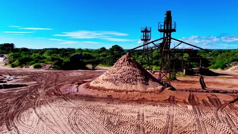 Dynamic Aerial View of Sand Quarry and Industrial Excavation Site Video stock 335684652