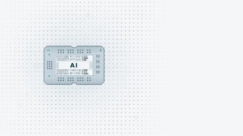 Dynamic AI Chip Animation with Ripple Effect in a Soft Background Featuring Blue Stock Footage 340534254