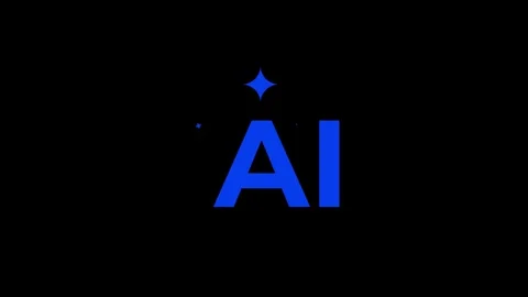 Dynamic ai logo animation with twinkling blue stars and futuristic digital .. Stock Footage 317901130