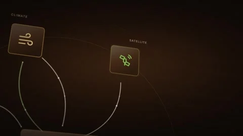 Dynamic AI Workflow Animation for Agriculture with Deep Brown Background Golden Stock Footage 340440766