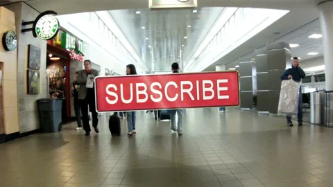 Dynamic Airport Crowd: Subscribe and Soar with Us! 2 of 2 Stock Footage 242941154
