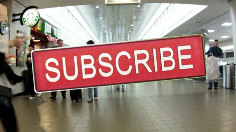 Dynamic Airport Crowd: Subscribe and Soar with Us! 1 of 2 Stock Footage 242941159