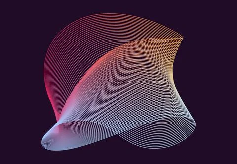 Dynamic amorphous Shape made of lines with blend effect. Abstract form. Smooth Illustration