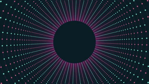 Dynamic and abstract design of curved lines and floating dots on black 스톡 동영상 300762429