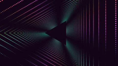 Dynamic and colorful geometric pattern with zigzag lines in various colors Stock Footage 278062771