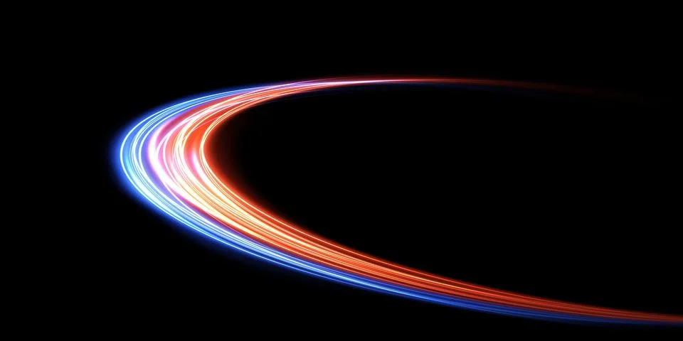 Dynamic and Colorful Light Trails in Motion Beautifully Set Against a Deep Black Stock Illustration