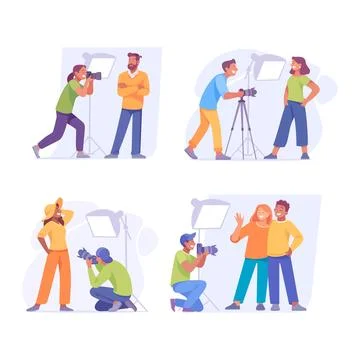 Dynamic and Engaging Photography Studio in Action Featuring Creative Stock Illustration