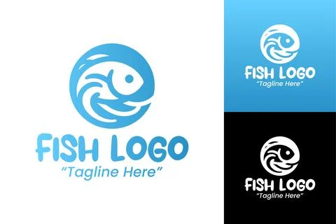 Dynamic and Fun Fish Logo for Marine and Ocean Related Services Stock Illustration