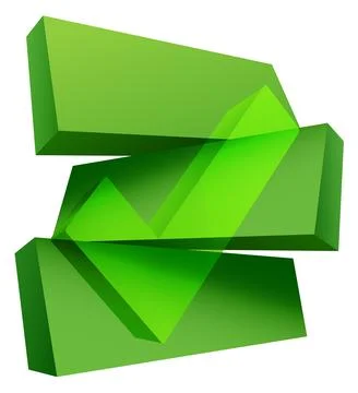 A dynamic and modern 3D illustration of green geometric blocks Stock Illustration