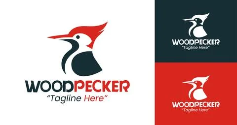 Dynamic and Versatile Woodpecker Logo with Strong Red and Black Theme 스톡 일러스트