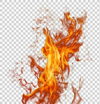 Dynamic and vibrant orange fire flames with smoke and embers rising in a fi.. Stock Illustration