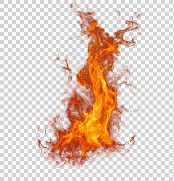 Dynamic and vibrant orange flames rise with swirling smoke and glowing embe.. Stock Illustration