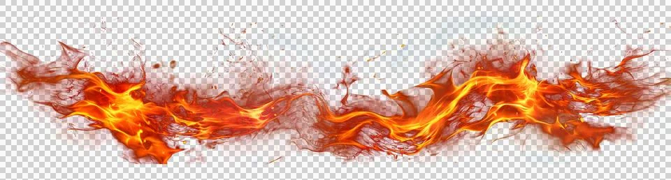 Dynamic and vibrant realistic orange and yellow flames with smoke and glowi.. Stock Illustration