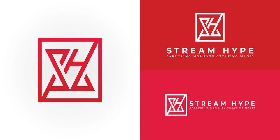 The dynamic and visually striking logo design features the initials SH Stock Illustration