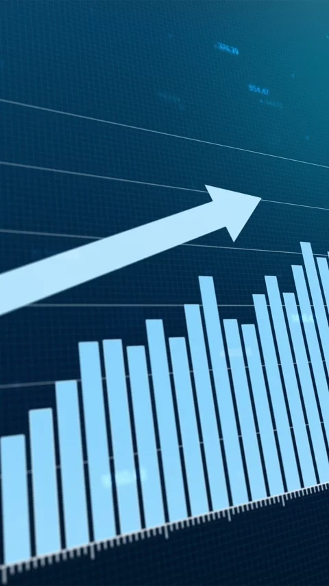 Dynamic animated bar chart displaying upward market trends, increasing profit Video stock 285658023