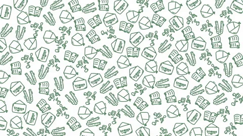 Dynamic animated collage of open books and reading icons in green color Stock Footage 321639835