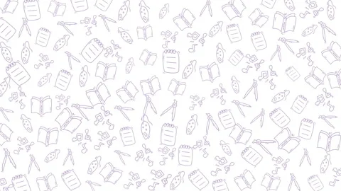 Dynamic animated collection of books notebooks and stationery icons Stock Footage 327064409