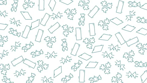 Dynamic animated collection of geometric shapes and patterns in vibrant color Stock Footage 321640150