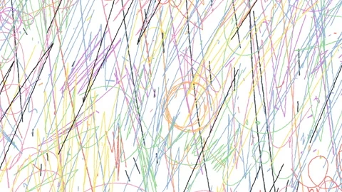 Dynamic Animated Colorful Crayon Scribbles and Pencil Lines Loop Background Stock Footage 303436942