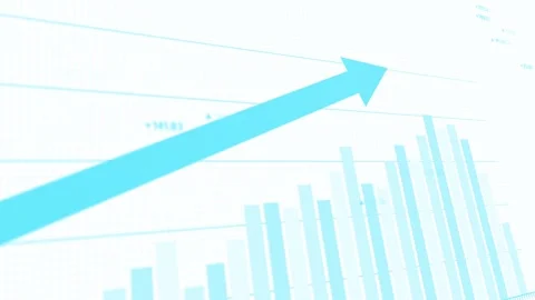 Dynamic animated market trend presentation, upward moving charts and graphs, Stock Footage 281442330
