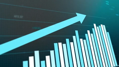 Dynamic animated market trend visualization, upward and downward Stock Footage 281441928