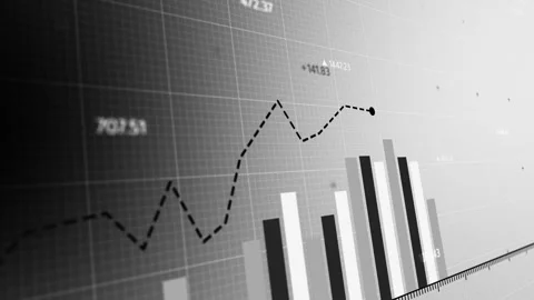 Dynamic animated market trends visual, showcasing fluctuating charts and bars Video stock 281442292