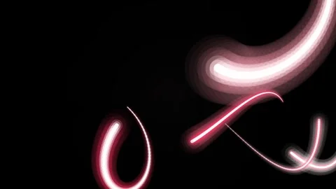 Dynamic Animated Neon Light Trails Curving and Swirling on a Dark Background Stock Footage 328497319