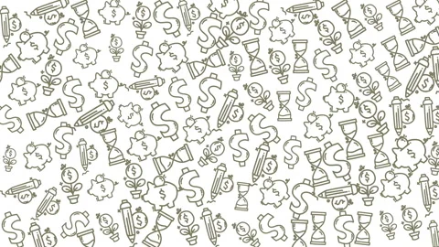 Dynamic animated pattern of financial icons and symbols with modern design Stock Footage 321640554