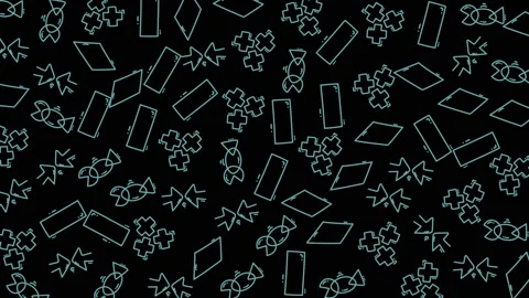 Dynamic animated pattern of geometric shapes on dark background for digital.. Stock Footage 321640170