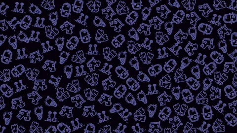 Dynamic animated pattern of small icons on dark background for digital design Stock Footage 320817528