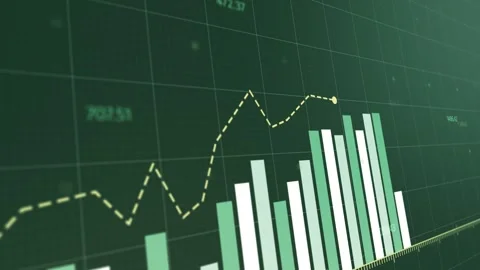 Dynamic animated presentation of market trends, upward and downward chart Stock Footage 281441708