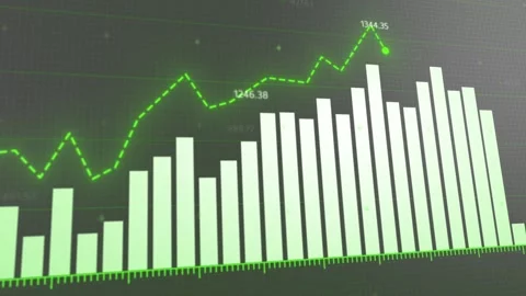 Dynamic animated presentation of market trends, vibrant green bar charts  Stock Footage 281441818