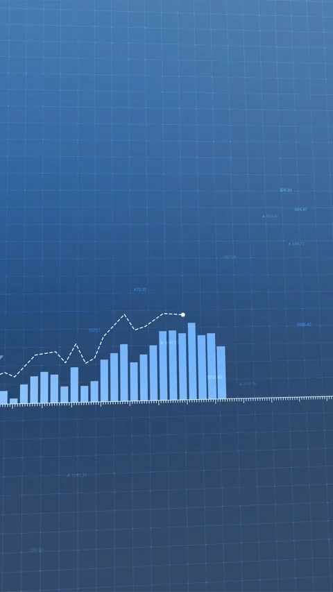 Dynamic animated sequence of market trends, fluctuating charts, growing Stock Footage 285509359