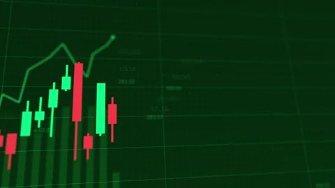 Dynamic animated visualization of fluctuating market trends, upward and downw Stock Footage 281487844